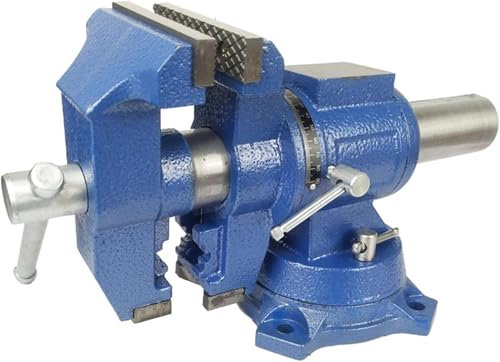 Schraubstock Klemmbar, 125mm Spannweite 360° Rotation Schraubstock 5'' Profi Drehbar, Werkbankschraubstock Parallelschraubstock Blau