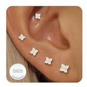 ZHESHY 5 Paar Silber Gold Ohrstecker Damen 14K Hypoallergen Ohrringe | Ohrringe Stecker mit Zirkonia, Medizinische Klein Stapelbar Wasserfest Ohrringe Set,Mehrere Piercings für Frauen Mädchen