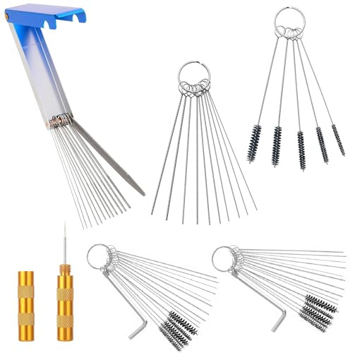 Vergaser Reinigungsset für Entfernung von Kohlenstoffablagerungen im Vergaser 15 Stück Nylon Bürsten Reinigungsnadeln Gasschlüssel Sharp Pick Tool Kit für Motorrad Moped ATV Schweißer Carb Kettensäge