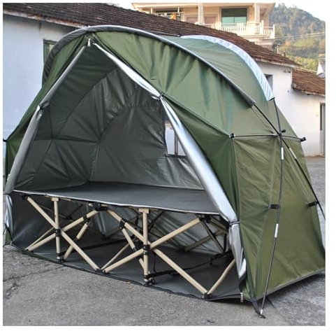 Eisfischerzelt 2-Personen-Zelte für Camping, wasserdicht, einfach aufzubauendes Zelt, perfekte Picknicks, Angeln und Campingbett Nicht im Lieferumfang enthalten Tunnelzelte(Green)