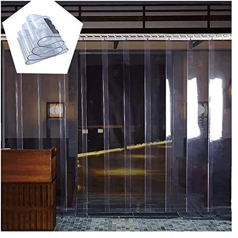 PVC-Streifenvorhang, Glatter PVC-Streifen-Türvorhang, Kunststoff-Vinyl-Streifenvorhang, transparent, wasserdicht, PVC-Vertikaljalousien, Lamellen-PVC-Gefrierschrankvorhang(180x240cm/70.87x94.49in)