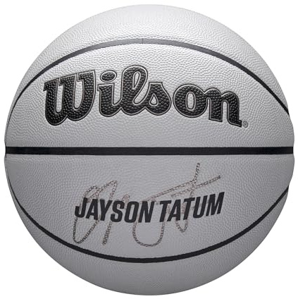 Wilson NBA Player Icon UV Basketball, Tatum Design, Mit UV-Schutz und Pure Feel Textur, True Grip Beschichtung und zuverlässiger Bounce, Farbe: Grau, Größe: 7
