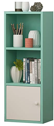Kinder-Bücherregal aus Holz mit Türen, platzsparend, 6 Ebenen, Buchregal in Weiß, Rosa, Buche und Grün