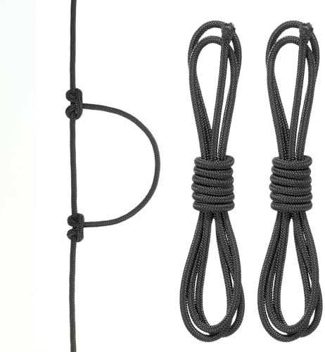 PATIKIL Arco D Loop Cuerda 2 FT, 2 Pack Arco D Loop Cuerda Material de Liberación de Cuerda Nock Anillo de Hebilla para Cuerda de Arco Compuesto, Negro