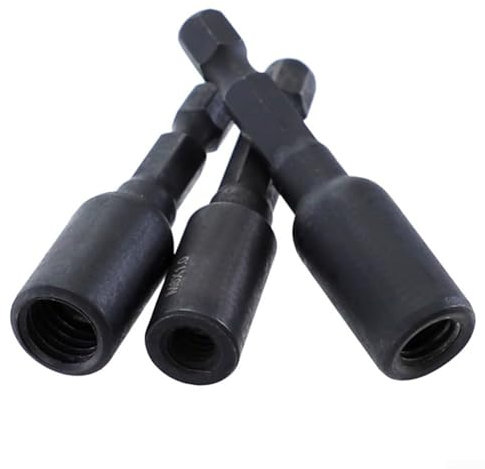 3-teiliges selbstschneidender Steckschlüssel-Adapter-Set M6, M8, M10 für Einsatzmuttern, Aufhängerschraube, 1/4-Zoll-Sechskantschaft, Bohrmaschinen-Werkzeuge (B)