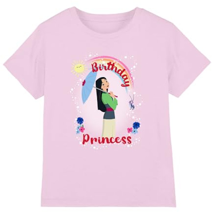 Disney Mulan Birthday Princess and Her Lucky Cricket Kinder T-Shirt, Pink, 5–6 J