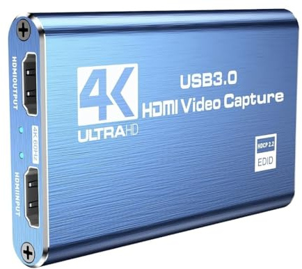 JOMOCARE 4K HDMI to USB3.0 Capture Card,1080P 60FPS, Audio Video Capture Card for Game Capture Card Nintendo Switch Streaming Work with PS4/PS5/PC/OBS/Camera/Xbox (Blue)