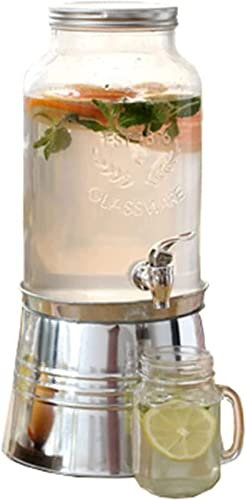 ININOSNP Dispensador de Bebidas de Mesa Dispensador De Cerveza, Dispensador De Jugo De Barril De Cerveza, Dispensador De Vidrio con Rejilla for Hielo 6L (Color: Transparente, Tamaño: 23.5x45cm)