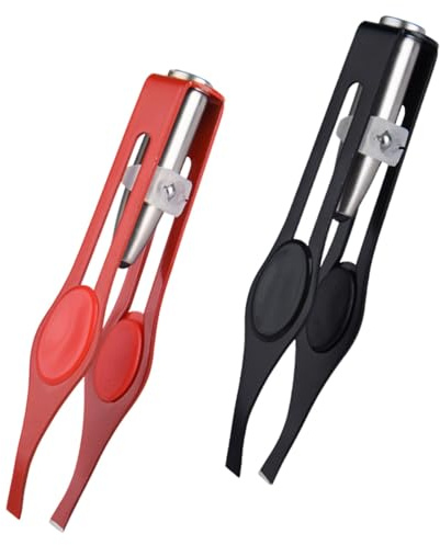 LED-Pinzette, Leucht-Pinzette, Make-up Edelstahl, Augenbrauen-Pinzette Damen, Präzisions-Augenbrauen-Tool Wimpernzange - 2 Stück