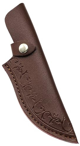 Pvnoocy Messerscheide Leder for Hunting, Leisure & Kitchen, Gürtelschlaufe, 19 cm, PU-Material, Braun, Dekoratives Muster