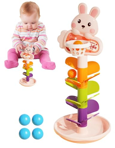 Babyspielzeug mit herunterfallenden Kugeln, interaktives Kugelbahnspielzeug mit Fall und Stapeln | Spielbahn-Spiel, Stapelturm, Rennen auf Rampe, interaktives Lernen für Kleinkinder