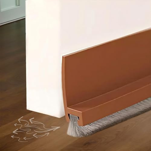 Braun Zugluftstopper für Türen, Türdichtung Bürste Selbstklebend | Türdichtung Dichtungsband, Bürstendichtung Dichtung, (brown)