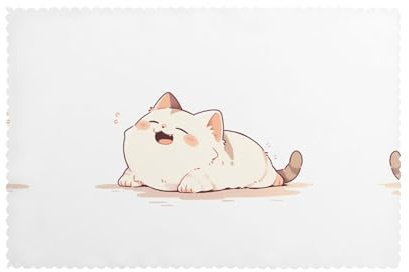 WZYWHJ Set di 6 tovagliette stampate con gattino che sbadigliano per tavolo da pranzo, 30,5 x 45,7 cm, per feste, cucina, sala da pranzo, lavabile, facile da pulire