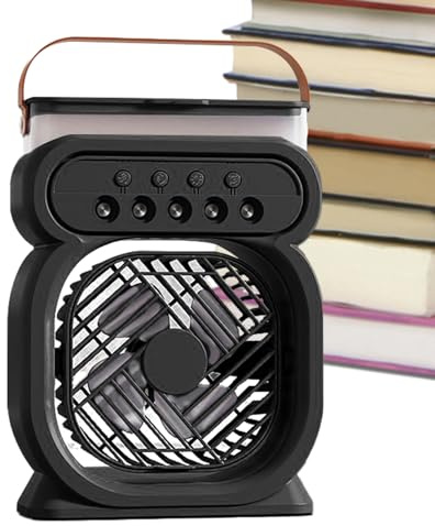 Generico Ventilateur portable, ventilateur de table, nébuliseur portable, alimenté par batterie, silencieux, 3 vitesses, pour chambre, salon, extérieur, été, voyage