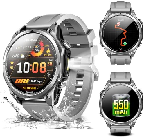 DOOGEE Anywise W1 Orologio Smartwatch Uomo,GPS Dual-Band Integrato,5ATM Impermeabile Militare Smart Watch,1.43 AMOLED Fitness Tracker Per Android iOS,170+Sports Modes,Answer/Make Call/18 Days Battery