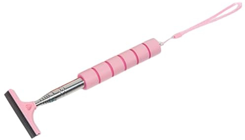 Limpiaparabrisas de Mango Largo Extensible para Coche y Espejo | Acero Inoxidable, Esponja y Goma, Diseño Sencillo y Duradero, Color Rosa, para Ventanas y Retrovisores