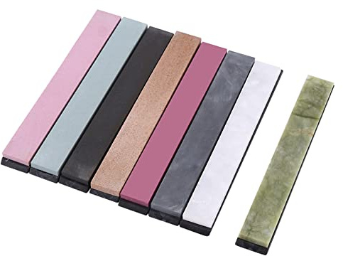 Pierre à Aiguiser Whetstone, Jeu de 8 Pierres à Affûter 240-10000, Pierre à Polir Portable - Affûtage Précis, Base Antidérapante, Pour Outils de Cuisine et Ciseaux