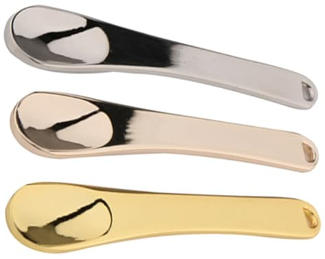 SOIMISS 3 Espátulas de Maquillaje Mini para Cosméticos, Espátulas Pequeñas de Aleación de Zinc, Colores Oro, Plata y Rosa Dorado, para Cuidado Facial y Viaje, Herramienta de Belleza