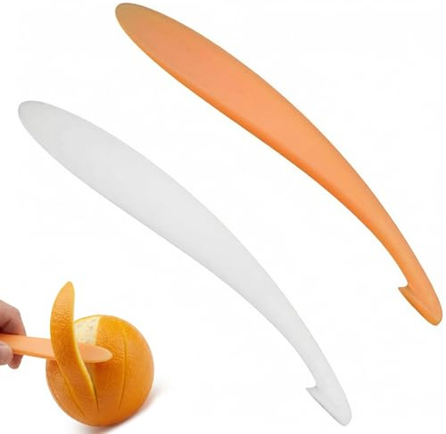 hankousi 2 piezas Pelador de naranjas, peladores fáciles de usar para la cocina Herramienta peladora de mango largo fabricada en plástico PP Adecuada para la mayoría de hogares