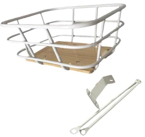 KIXZSAZ Panier de vélo renforcé, facile à monter, en bois et fer, idéal pour les aventures en plein air. Panier de rangement fiable pour le vélo et la randonnée, avec support, 36 x 32 x 20 cm