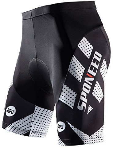 sponeed Men's Padded Cycling Shorts Racing Bicycle Bikes Gear Pants Cycle Wear Gym Biking Tights US M White