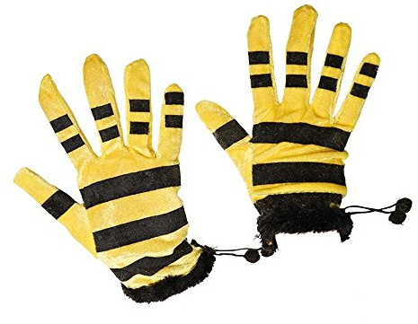 Guanti da api giallo e nero a righe, accessorio per carnevale