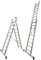 BTF Escalera de Aluminio Extensible 2 tramos transformable en Tijera, 2,5+2,5 Metros, 9 peldaños por Tramo | Ideal para Trabajos en casa, Chalet, finca Rural o Local Comercial. BTF-EDB6725