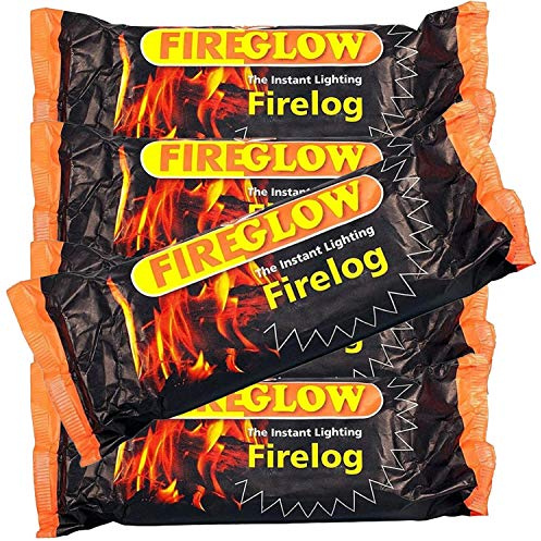FIREGLOW 24 x Firelogs - Instant Lighting for Open Fires, Garden Chimineas, Hearths, 90 Minutes Burn Time, Environmentally Friendly