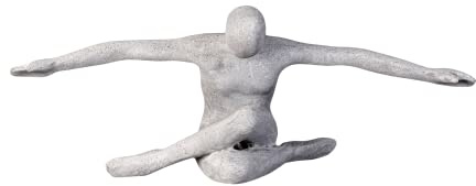 IDYL Moderne Skulptur Figur Sandsteinguss Flying Man | wetterfest | Farbe grau | Masse 53x19x20 cm | Dekorationfigur für jeden Wohnbereich, Balkon und Garten