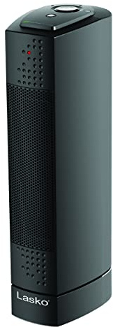 Lasko Oscillating Ceramic Slim Tower Desktop Space Heater for Home with Thermostat and 2 Speeds, 14 Inches, Black, 1500W, CT14101