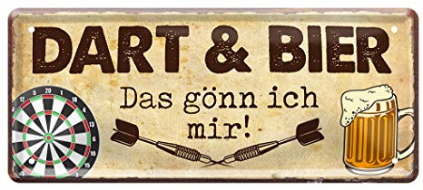 Helge's Shop: Dart Blechschild - Dekoration für Dartscheibe - Geschenke für Fans - 28x12cm