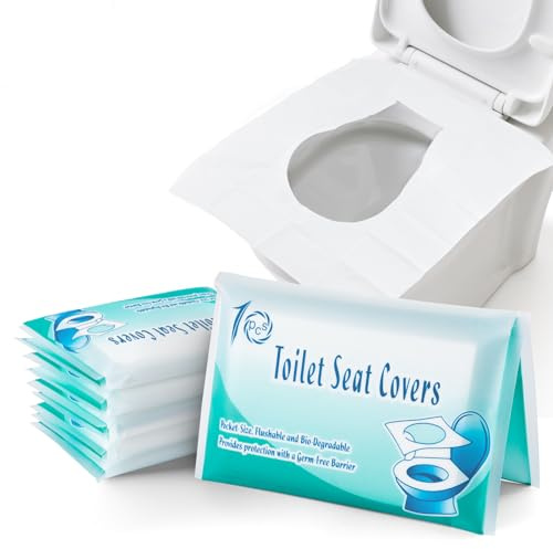 Ruitena 60 Disposable Toilet Seat Covers, Flushable, Portable & Travel-Friendly, Hygienic Anti-Germ Barrier, Paper Toilet Seat Covers for Public Toilets