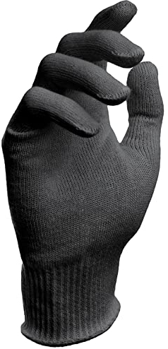 Baumwollhandschuhe, 1 Paar mit Elasthan, Weiche Schutzhandschuhe aus Baumwolle mit engem Bündchen, Handschuhe aus Baumwolle, zur Dermatest: Sehr Gut - schwarz