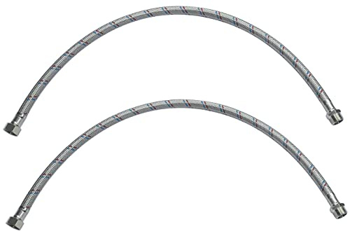 AERZETIX - C51087 - Satz von 2 Schlauchleitungen sanitär 600mm 3/8'' männlich - weiblich - flexible verbindung wasserhähne badezimmer küche heizung - flexibler anschlussschlauch