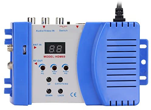HDM69L Digital RF Modulator, PAL NTSC Format Drive HDMI to RF Modulator Converter, VHF UHF Amplifier for Satellite Receivers,Video Cameras,Video Game Consoles,VCR(Blue)