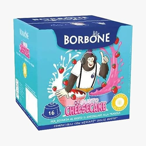 Borbone 64 Cápsulas Café Borbone compatibles con Nescafe Dolce Gusto Bebida Cheesecake Chocolate Blanco Fresa - El Emporio del Café