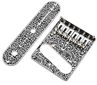 Alnicov Guitar Saddles Bridge,Control Plate,for 6 String Electric Guitar,Silver