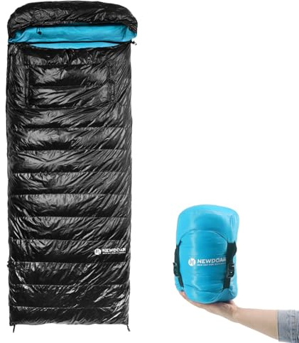 NewDoar Ultra-Light Camping Sleeping Bag - 800FP White Duck Down, Ultra-Compact, Mummy Shape, Spring-Summer-Autumn, Hiking & Tent (Duck Down Wearable)