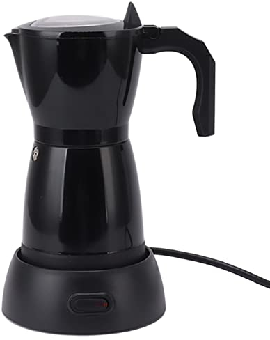 Cafetera Eléctrica, 6 Tazas Cafetera Moka Profesional 480W 300ml Cafetera Italiana para el Hogar Cocina Tienda de Postres Aleación de Aluminio Negro