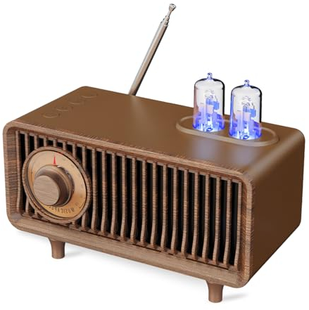 Altavoz Bluetooth Vintage con Amplificador de Válvulas y Luz Ambiental LED (Madera)