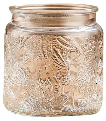 Barattolo di vetro vintage in vetro sigillato con coperchio, per uso domestico, per uso domestico, per uso alimentare, con chicchi di caffè, foglia di tè, barattolo di conservazione, motivo gerbera