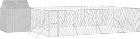 vidaXL Hundgård med tak silver 6x6x2,5 m galvaniserat stål, hundbur, hundinhägnad, lekhage för hundar, hundburar, djurinhägnad, lekhagar för hundar