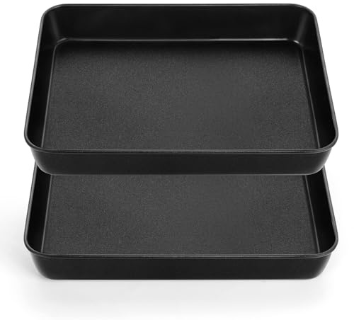Joyfair Non-Stick Stainless Steel Baking Oven Tray Set of 2, 26.5x20.6x5cm | Food Grade, Rust-Free, Seamless Design, Heavy Duty, Rectangle Roasting Pans, Versatile Use, Easy Clean