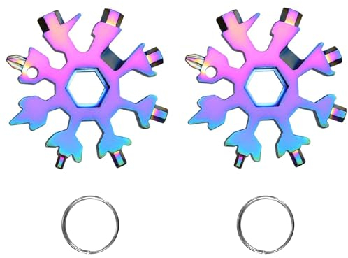 2 Multiherramientas de Copo de Nieve 18 en 1, Multiherramienta de Copo de Nieve,Herramienta de Copo de Nieve de Acero Inoxidable, llave Destornillador y Abridor de Botellas Multicolor)