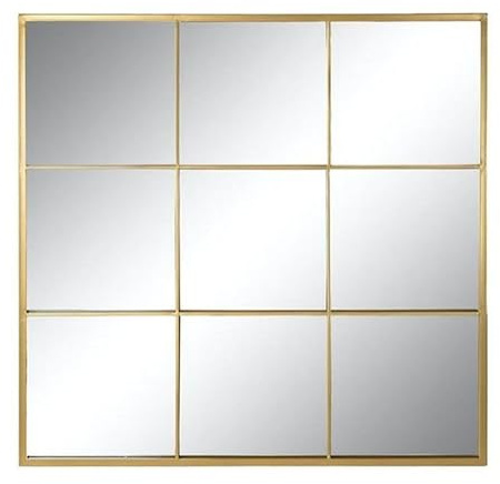 ROCKING GIFTS Espejo De Pared Cuadrado Ventana 90cm para Decoración Interior Hogar Recibidor Salón Dormitorio De Metal Color Oro