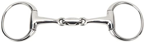 Xnferty Pferdetrense, 125 Mm Pferdemaulgebiss, Rostfreies Stahlkupfer mit Geringer Hebelwirkung, Roller-Trensengebiss mit Losem Mund, Edelstahl-O-Ringe, Pferdetrense, Gegen Beißen, Lose Ringe, Trense