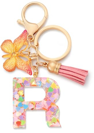 CHUQING Buchstabe Schlüsselanhänger Mädchen mit Schmetterling | Schmetterling Buchstaben Schlüsselanhänger mit Anfangsbuchstabe für Frauen und Damen, glitzerndes Accessoire und Geschenk.