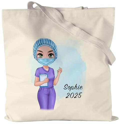 Kiddle-Design Krankenschwester Jutebeutel Personalisiert - Heldin Freundin Pflegerin MFA Geschenk Examen Medizin Dankeschön Ärztin
