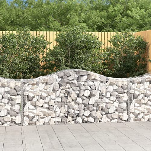 CIADAZ Gabionen mit Hochbogen 14 STK Gabionenkörbe, Gabionen Hochbeet, Steinkorb, Gabionengitter, Drahtkorb Für Pflanzen, Kräuterspirale Für Garten, 200x50x80/100cm Verzinktes Eisen