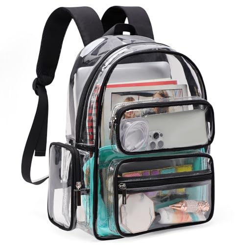 TINYAT Clear Backpack Heavy Duty Transparent backpacks Large Capacity See Through Bags Stadium Approved for Concerts,Sports